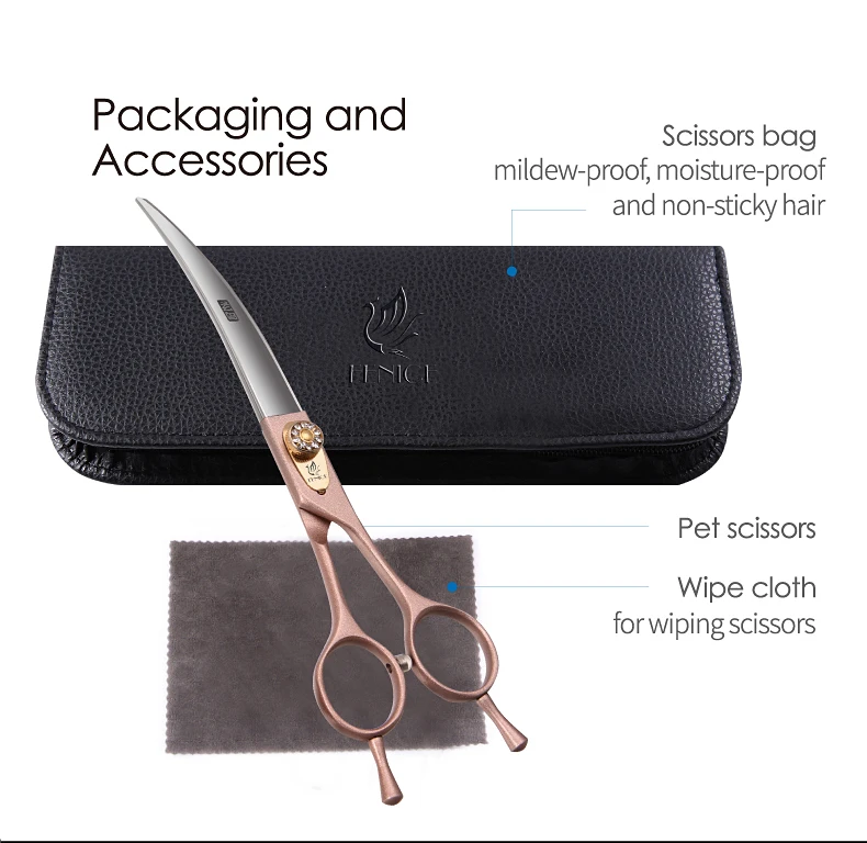 Fenice JP440C Hundeschere aus Stahl, 7/7,5/8 Zoll, Hundesalon-Schere, gebogene Haarschneideschere für Hunde, professioneller Groomer – Detail 14