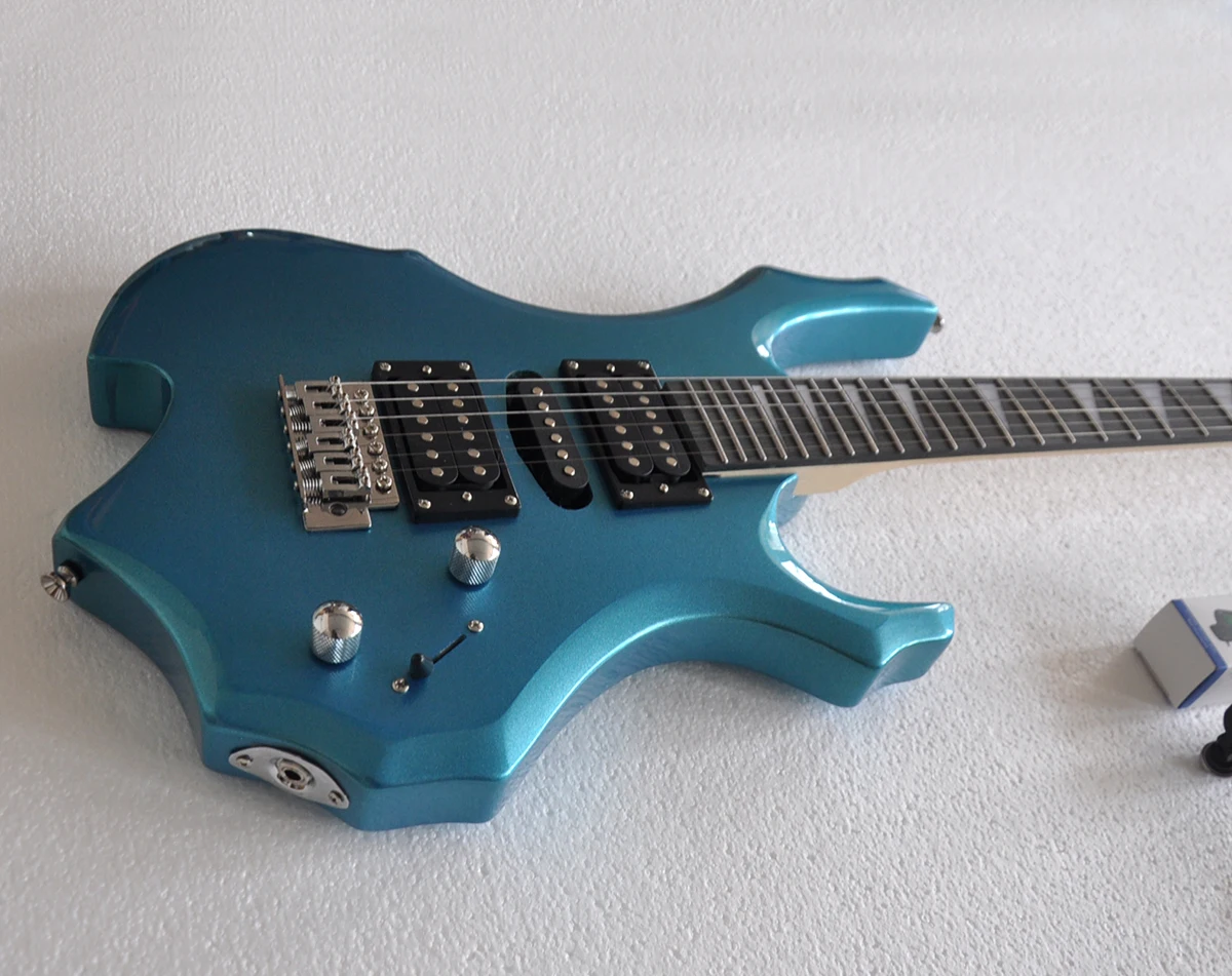 Metal Blue Electric Guitar Guitar Sycamore Wood Body Accept Customization