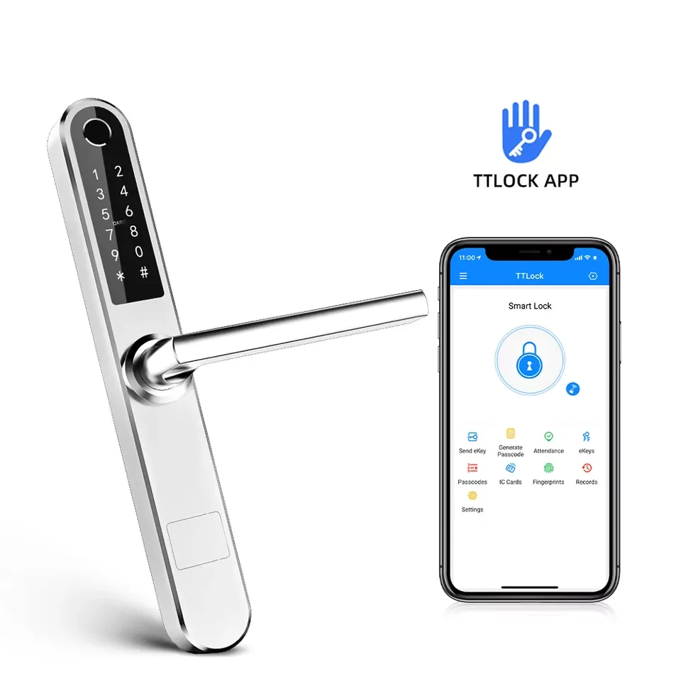 

Liliwise Tuya TTLOCK BLE WiFi Lock Slim Smart Fingerprint Aluminum Door Lock for Narrow Profile UPVC Doors Wooden Doors