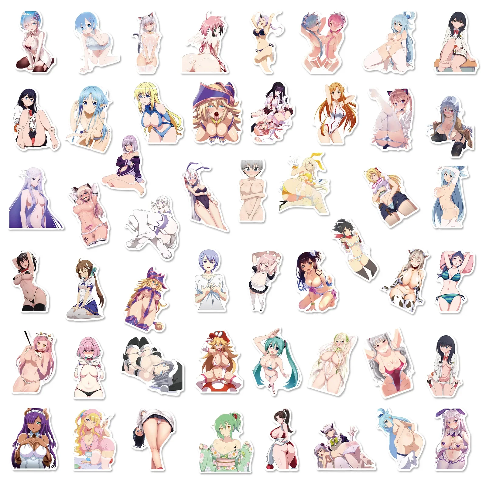 50PCS Cartoon Anime Sexy Girl Mobile Phone DIY Waterproof Sticker