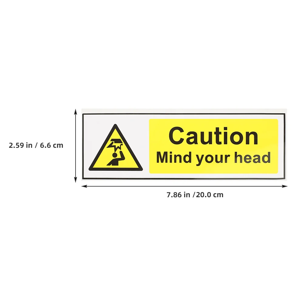 2Pcs Safety Sign PVC Warning Sticker for Head Collision Protection Self Adhesive Watch Your Head Decal for Factory Workshop