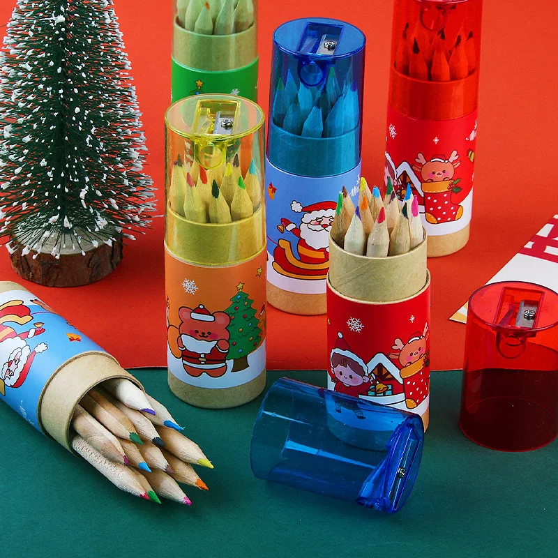 

Christmas 12Pcs Cute 12 Colors Graffiti Pencils Student Artist Painting Pencil With Pencil Sharpener Christmas Gifts Stationery