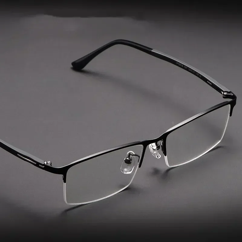 

Myopia Half Frame Men Titanium Alloy Eyewear Fashion Super Tough Eyeglasses Glasses Business Casual Optical Prescription P9916