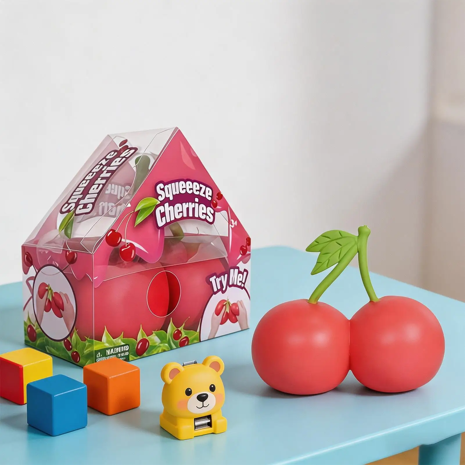 5.5 Inches Soft Slow Rising Squishys Stress Relief Toy Fruit Filled Cherry Deformable Squeeze Fidget Sensory Relief Calm Down
