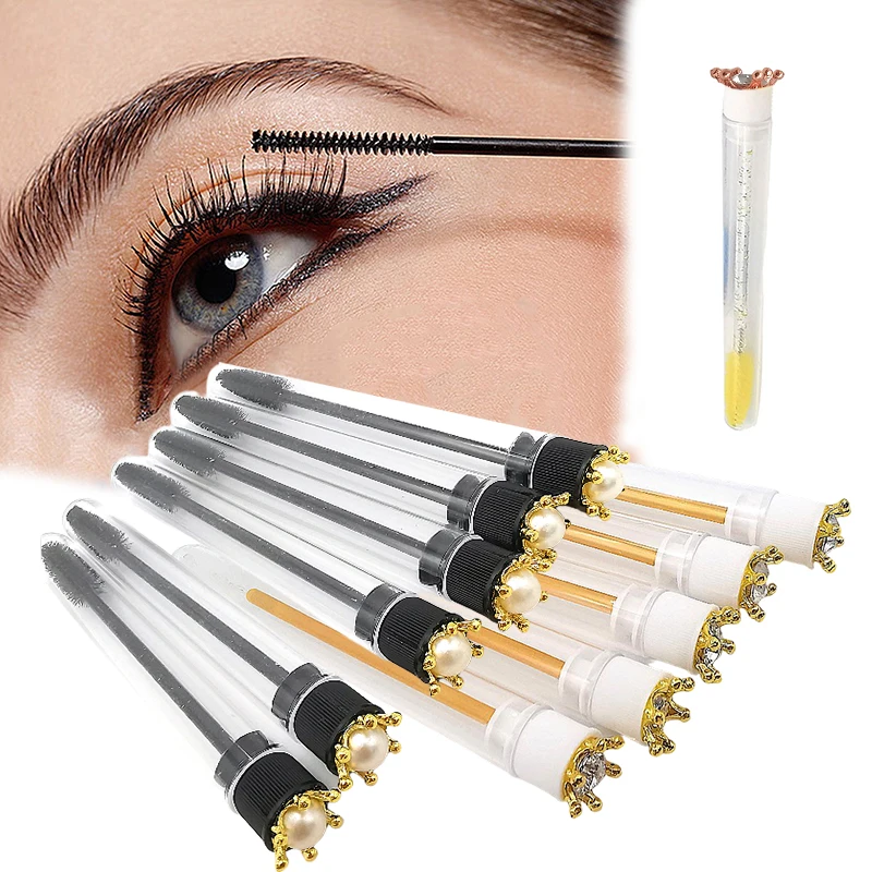 Eyelash Brush Tube With Crown Handle Lash Extension Makeup Brush Dustproof Eyebrow Comb Beauty Tools