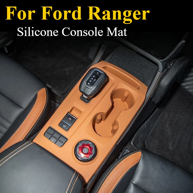

For Ford Ranger: Full Coverage Silicone Console Mat - Gear Shift to Cup Holder Protector w/Anti-Scratch Design & No Tools Needed