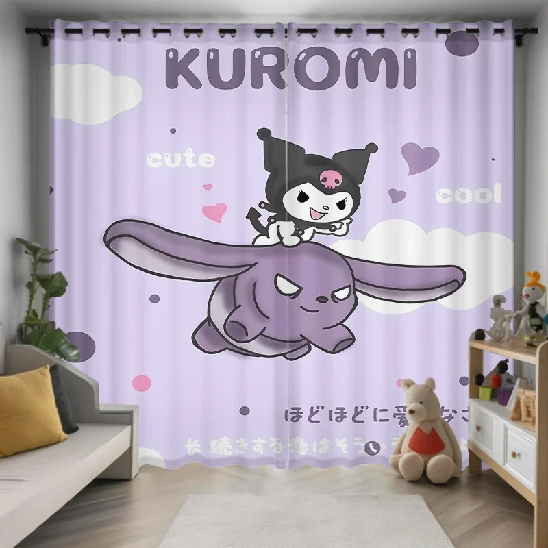 MINISO Kuromi Full Blackout Curtains Children Room Cute Cartoon Bay Window Student Dormitory Girl Bedroom Princess Style Custom