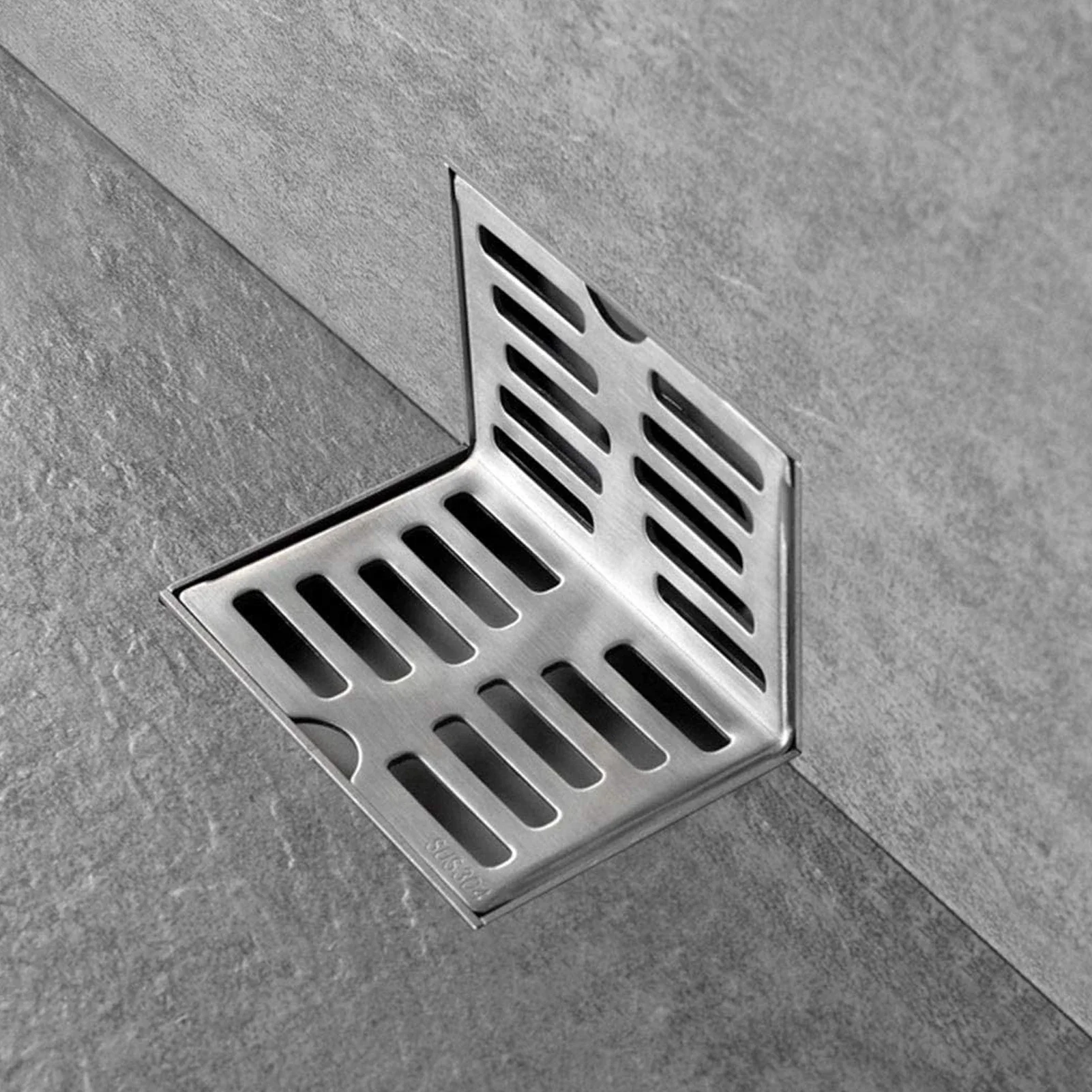 Corner Floor Drain L Shaped Surfaces Drawing Process Corrosion Resistant Anti Rust Side Floor Drain For 2.3in Pipes12cm