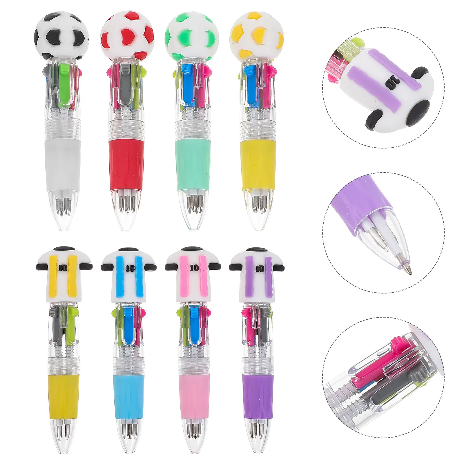

24Pcs Football Ballpoint Pens Set 4-in-1 Multicolored Retractable Soccer Jersey Themed Pens Smooth Quick-Dry Ink School