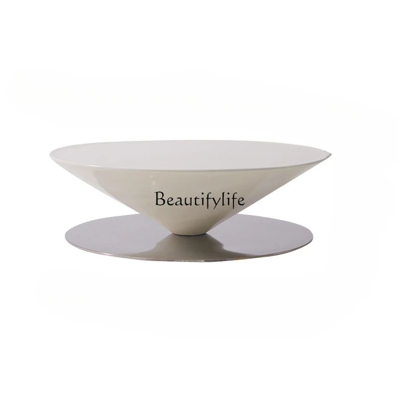 

Italian Minimalist Coffee Table round Small Apartment Living Room Cream Style Silent Style