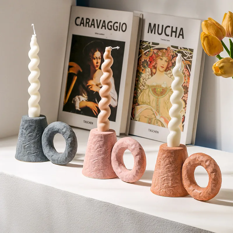Vintage Ceramic Candle Cup Ins Style Soft Decoration Candle Holder Home Desktop Ornament Home Display Atmosphere Decoration