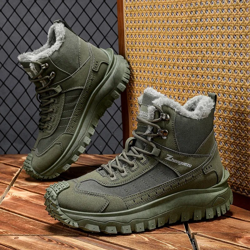 Men's Casual Shoes 2026 Winter New Fashion High Top Thick Warm Boots Resistant Outdoor Plus Size Comfortable Hiking Shoes