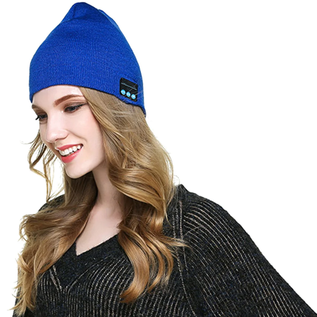 Unisex Knitted Bluetooth 5 0 Hat Mens Womens Outdoor Sports Wireless Music Beanie Hands Free Cap