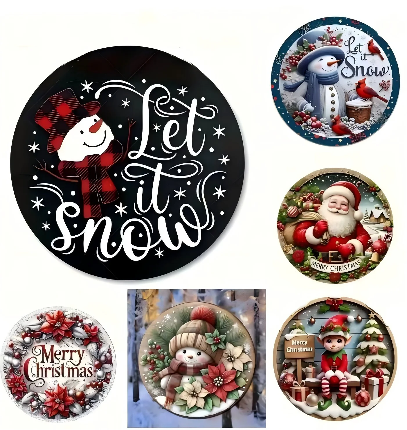 2D Charming Christmas Elf Circular Wooden Sign, Suitable for Home, Living Room, Caf É, Bar, Party Decoration, Perfect Ideal Gift