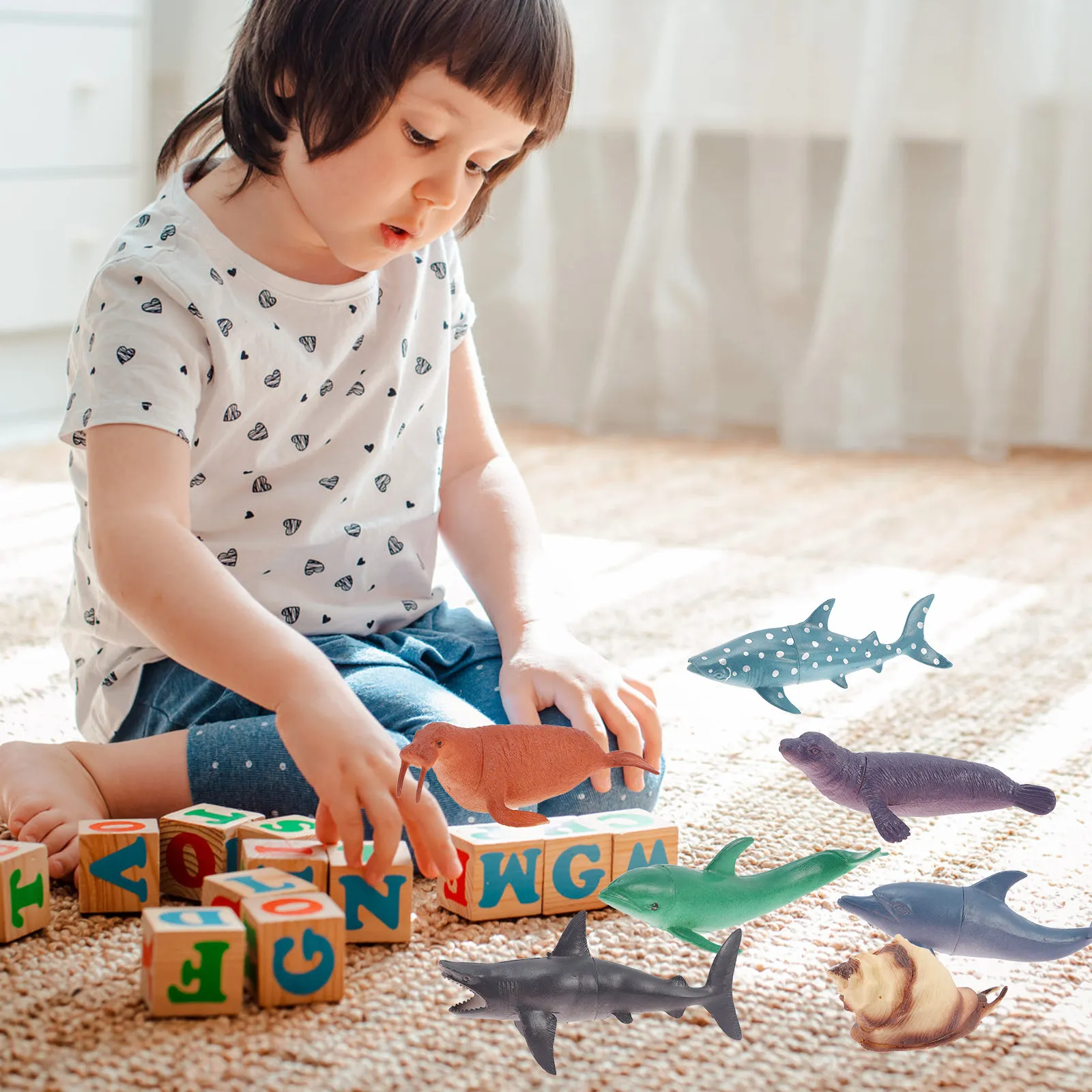 

12Pcs Realistic Ocean Animal Figures Premium Plastic Sea Creatures for Photography Props Home Decor Early Educational Kids