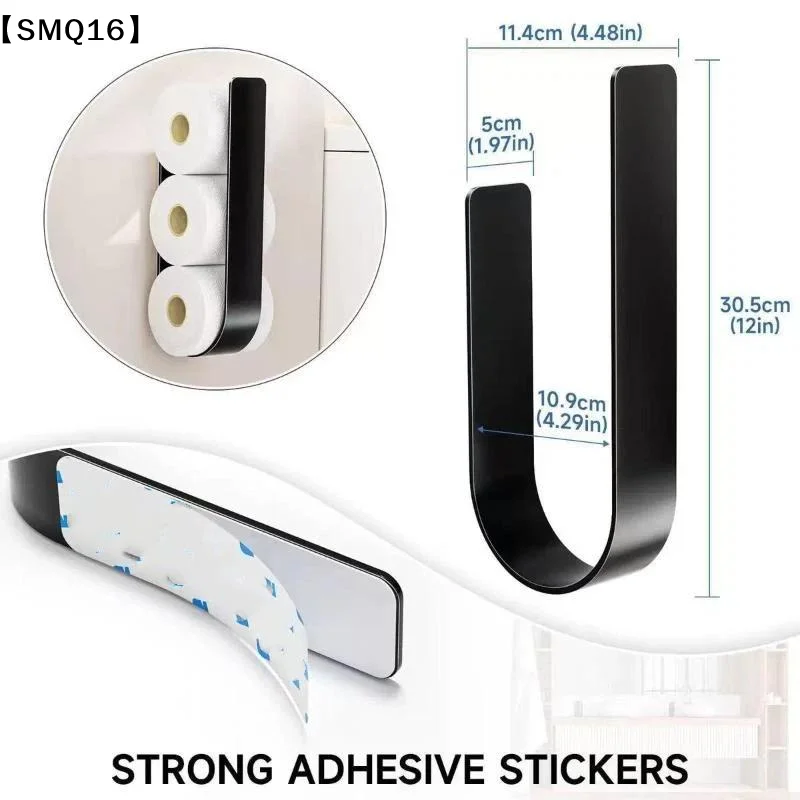 Wall Hanging Toilet Paper Holder Metal Storage Bathroom Paper Holders Suitable 3 Rolls Tissue Space Saving Kitchen U Shaped【SMQ】