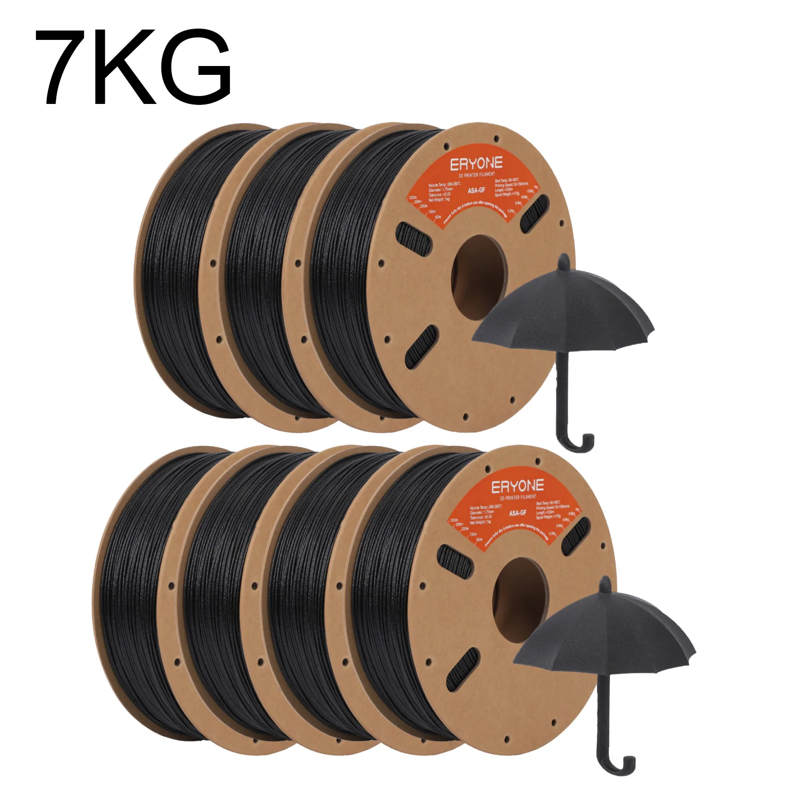 ERYONE Glasvezel ASA-filament, 3D-printen ASA GF-filament, 1,75 mm +/- 0,03 mm, 1 kg (2,2 lbs)/spoel