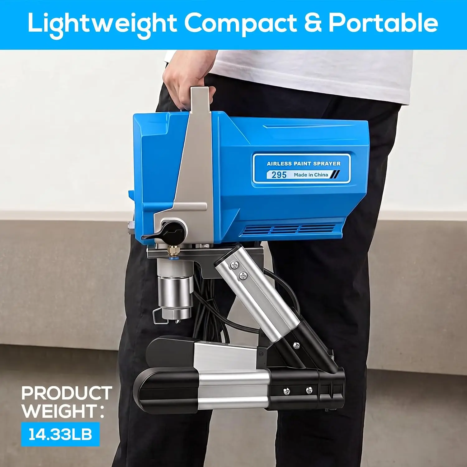 1200W Airless Paint Sprayer 295, Professional Electric High Pressure Painting Machine, Spray Gun for Wall Paint Ceiling Auto