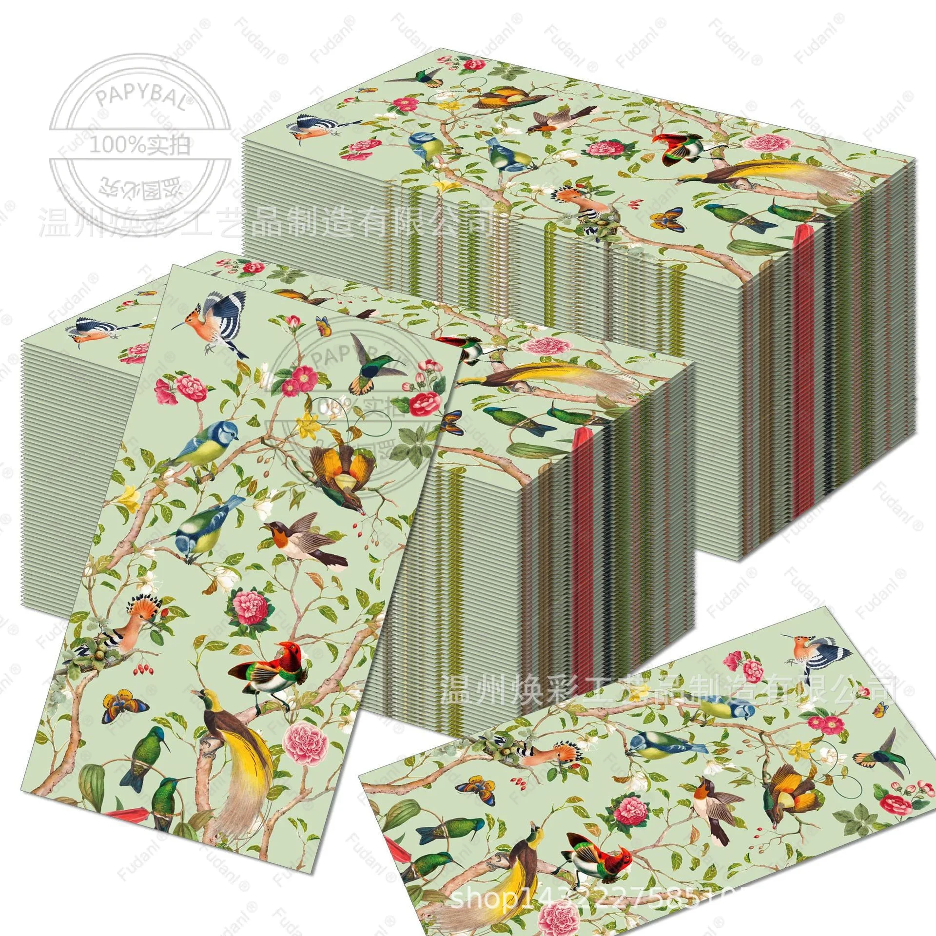 Un conjunto de vajilla vintage de flores y pájaros, vajilla para fiesta de cumpleaños y boda, papel tisú desechable, regalo sorpresa para invitados
