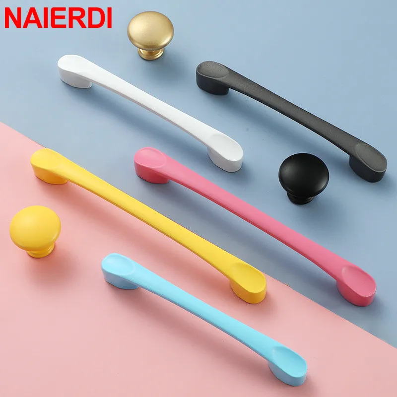 NAIERDI Color Children Cartoon Cabinet Handle Aluminium Alloy Drawer Wardrobe Handle Garden Door Handle Furniture Handles