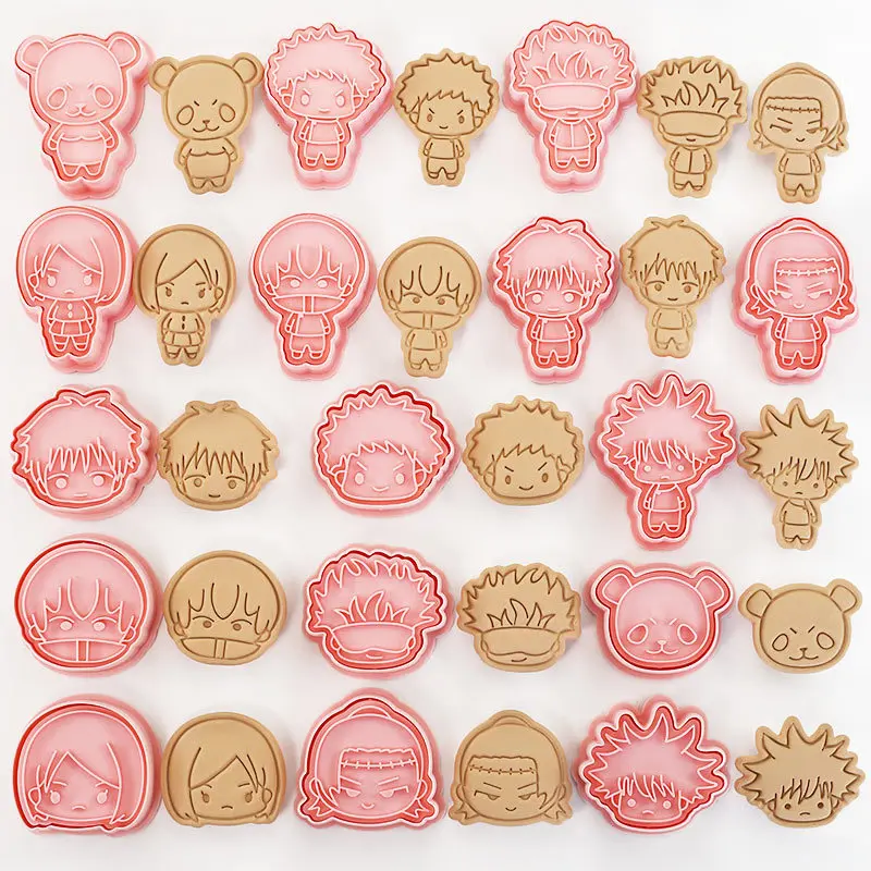 8pcs Jujutsu Kaisen Cake Cookie Cutter Anime Figure Satoru Gojo Itadori Yuji DIY 3D Baking Mould Cookie Tools Set Kids Toys Gift