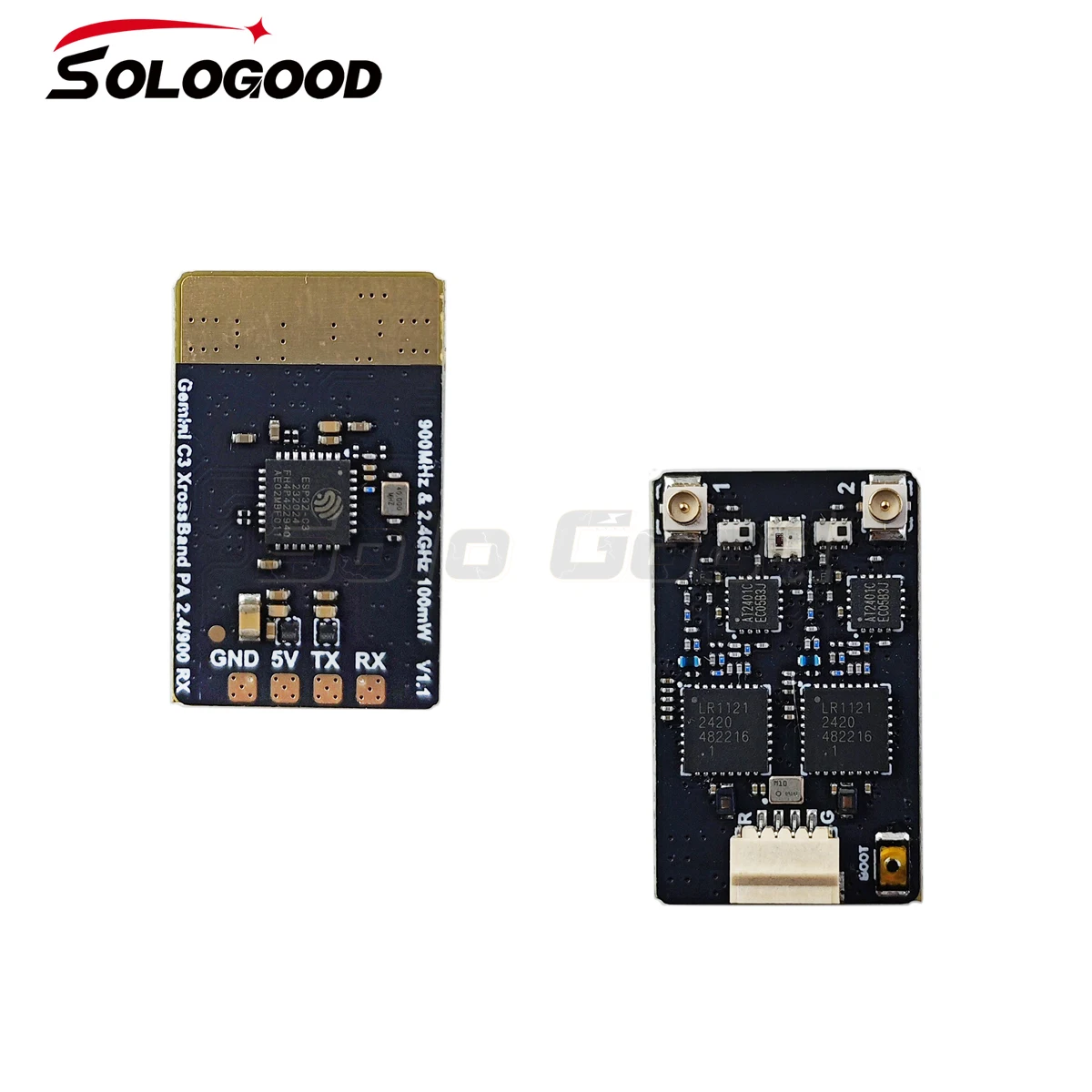 SoloGood Gemini 915M/2.4G DUAL RX ELRS Diversity 100mW Receiver  ESP32C3 LR1121 for FPV RC Long Range Drones