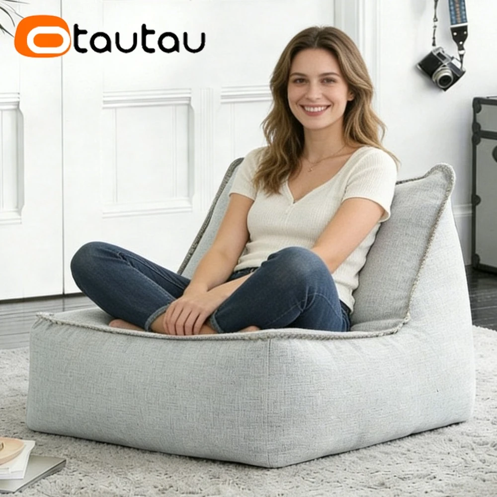 

OTAUTAU Cotton Linen Bean Bag Lounger Cover Pouf Chaise Lounge Beanbag Cover SF577【No Filler!Please Buy Filler Yourself!】