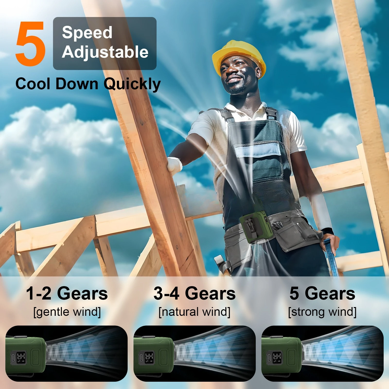 USB عالي السرعة محمول رائع الخصر معلقة مروحة الإضاءة قوة البنك الرياضة في الهواء الطلق مروحة صغيرة باردة للمكتب، هدايا عيد الميلاد #6