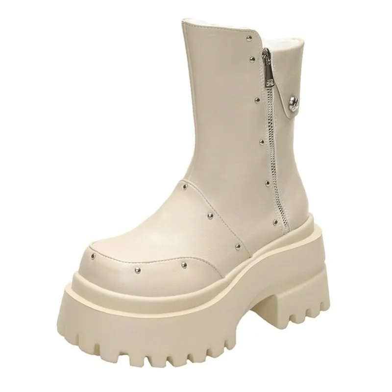 Brand Ankle Boots for Women's High Heels Designer Goth Shoes Fashion Trend Motorcycle Boots New Dress Gladiator Mujer De Botas