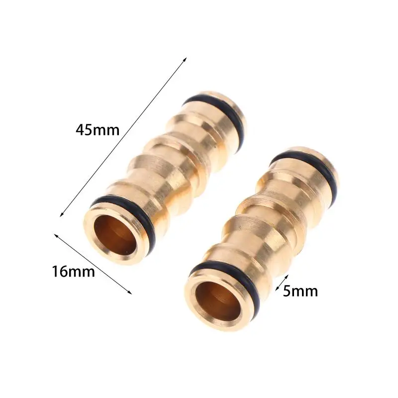 2 Way Garden Brass Hose Connector Coupler Leakproof Repair Extension Joint for Water Pipe Quick Outdoor Connection