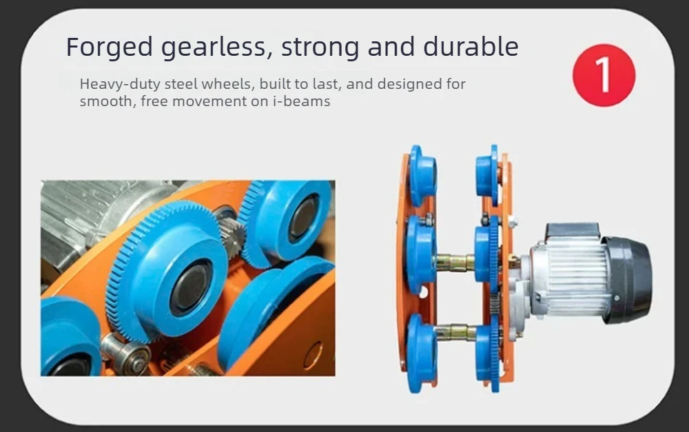 Hand Push Electric Hoist Trolley I Beam Mobile Pulley Hoisting Tool For Factory Material Handling
