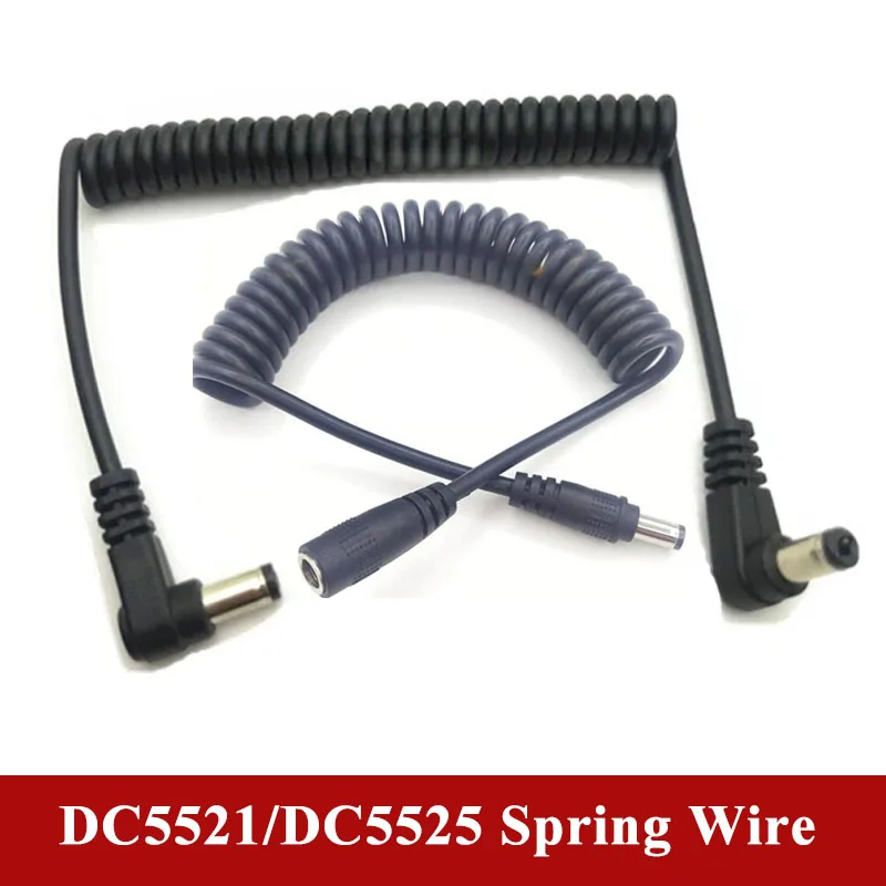 DC 5.5x2.5 Male to Female Extension Cord Elbow DC5521 DC5521 Spring Wire Power Cable Stretchable Copper DC 2.5x2.1 spring Line