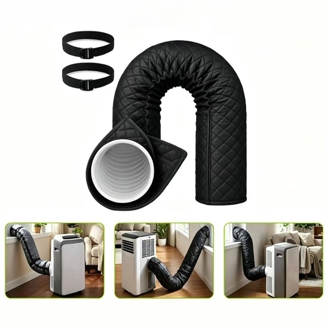 Portable Air Conditioner Exhaust Hose Insulation Sleeve Universal AC Duct Heat Insulating Cover Wrap with Adjustable Straps