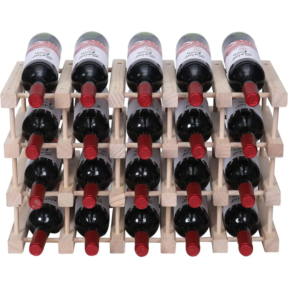 

Rack Small countertop Cabinet Stackable Storage Wooden freestanding Floor Wine Holder (20 Bottles)