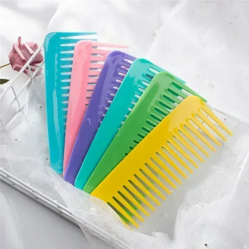 Hair Rectangular Plastic Wide Tooth Comb Handle Massage Comb Thick Long Hair For Home Use Detangling Hair Comb