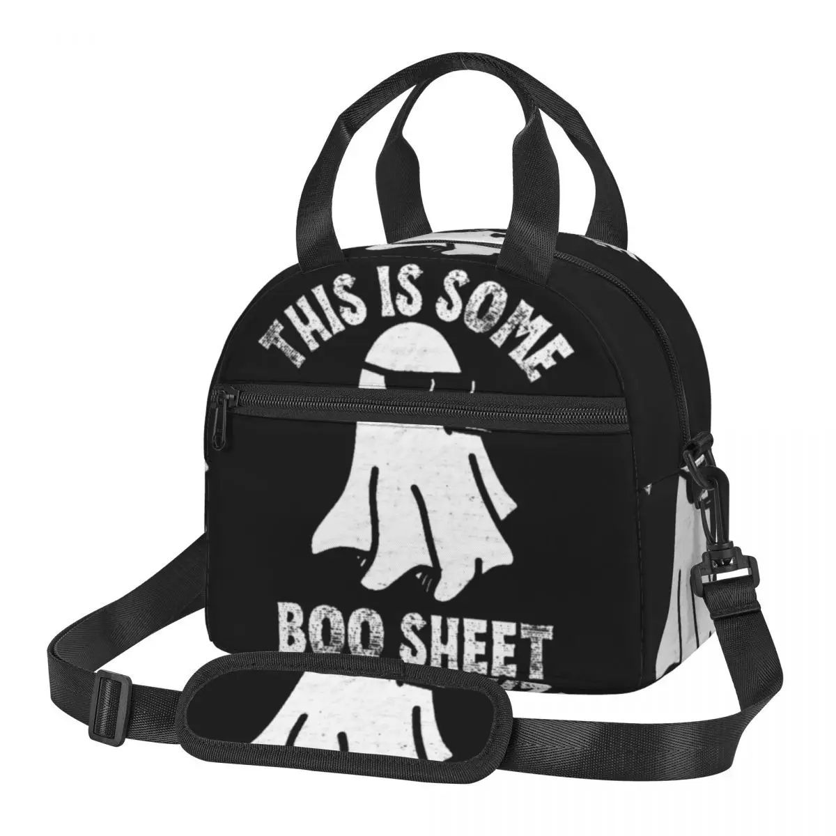 This Is Some Boo Sheet Large Insulated Lunch Bag With Adjustable Shoulder Strap Halloween Funny Ghost Cooler Thermal Lunch Box