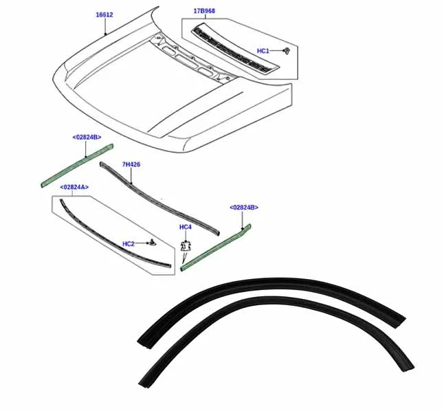 Replace Damaged Seals, LR012017 for Range Rover (2010-2012) Hood Seal Strip, Engine Hood Sealant Strip