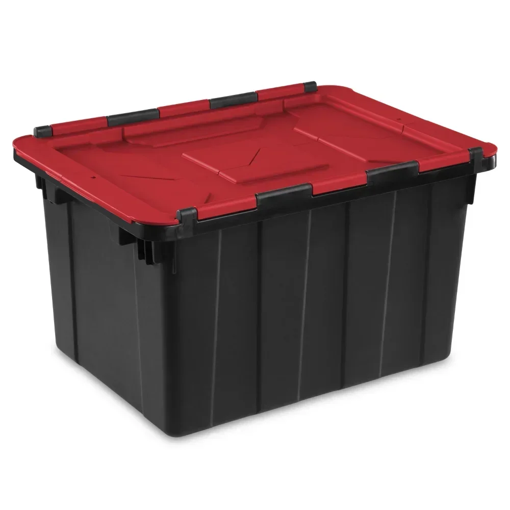 

Simple Sterilite 12 Gallon Hinged Lid Industrial Tote Plastic, Black, Set Of 6 Organizers 21.75 X 15.38 X 12.50 Inches