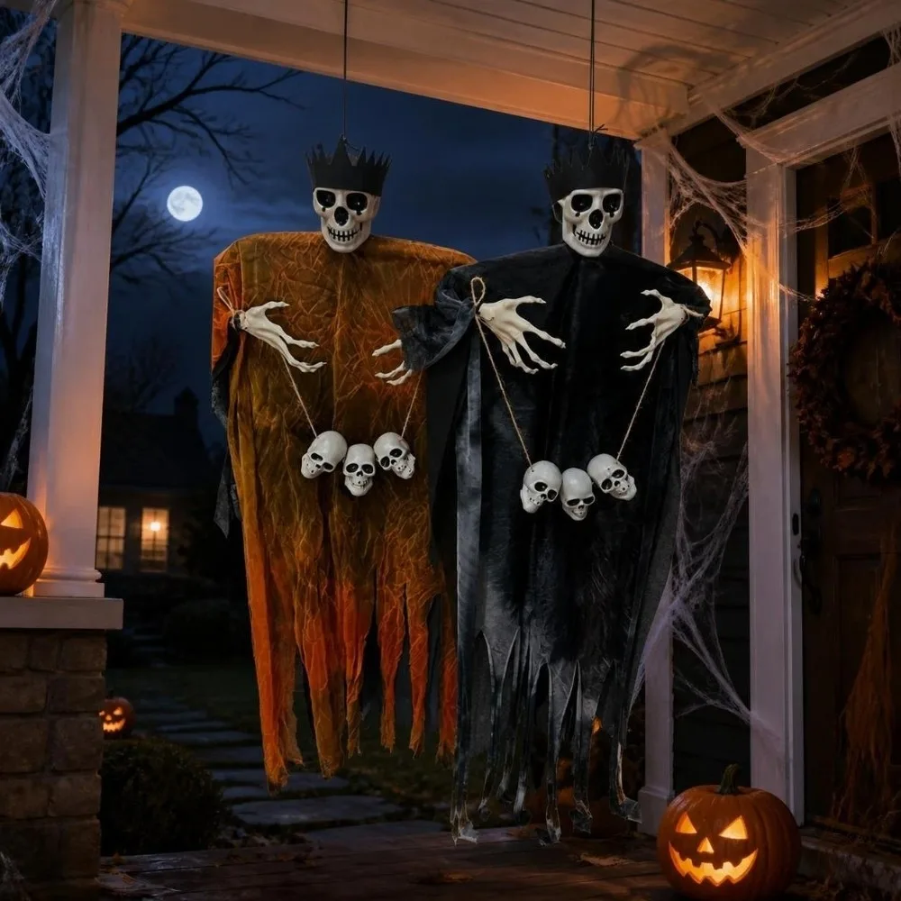 Pendant Hanging Ghost Skull Props Ornaments Halloween Hanging Skeleton Spooky Scene Layout Haunted House Decoration Outdoor