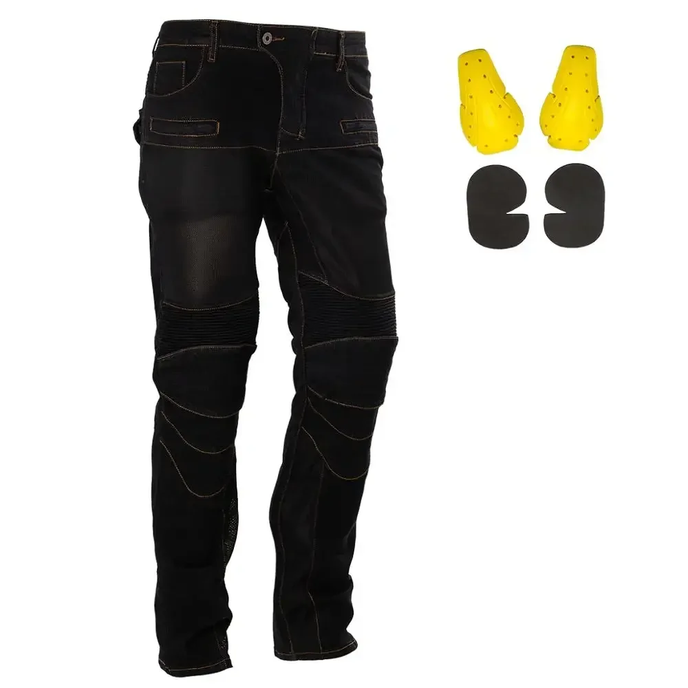 Summer Men Motorcycle Riding Pants Moto pantalon Jeans Protective Pants Motocross Racing Denim Jeans with 4 X Knee Hip Pads