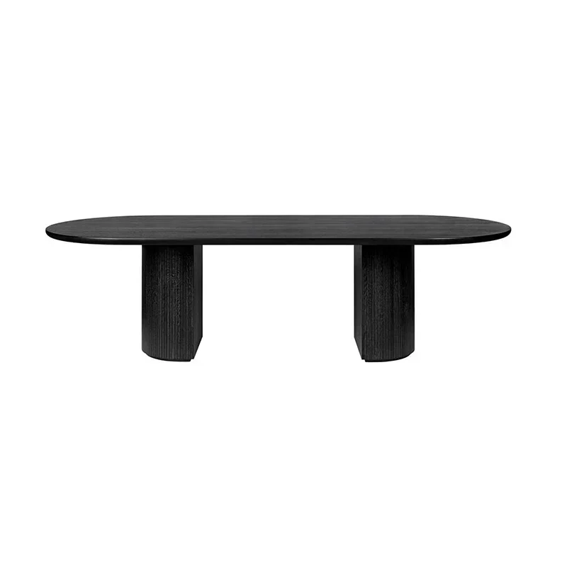 

Retro Style Solid Wood Texture Lengthened Household Oval Nordic round Table Solid Wood Dining Table