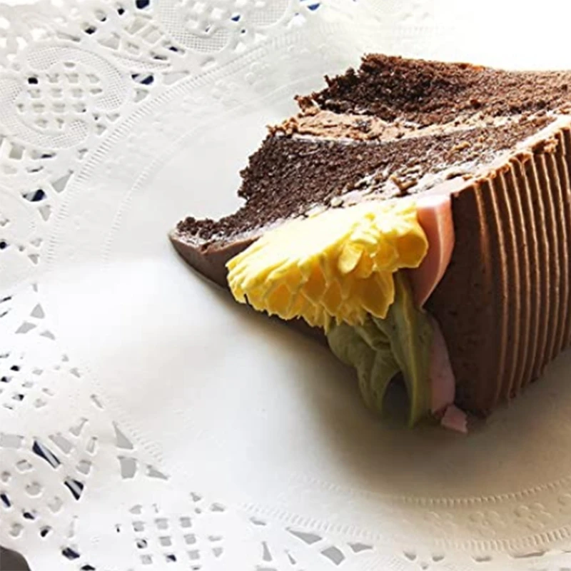 Кружевные салфетки, бумага, 100 шт., 4,5-дюймовые декоративные круглые салфетки, этикетки для торта, десерты, запеченная посуда, дисплей HY
