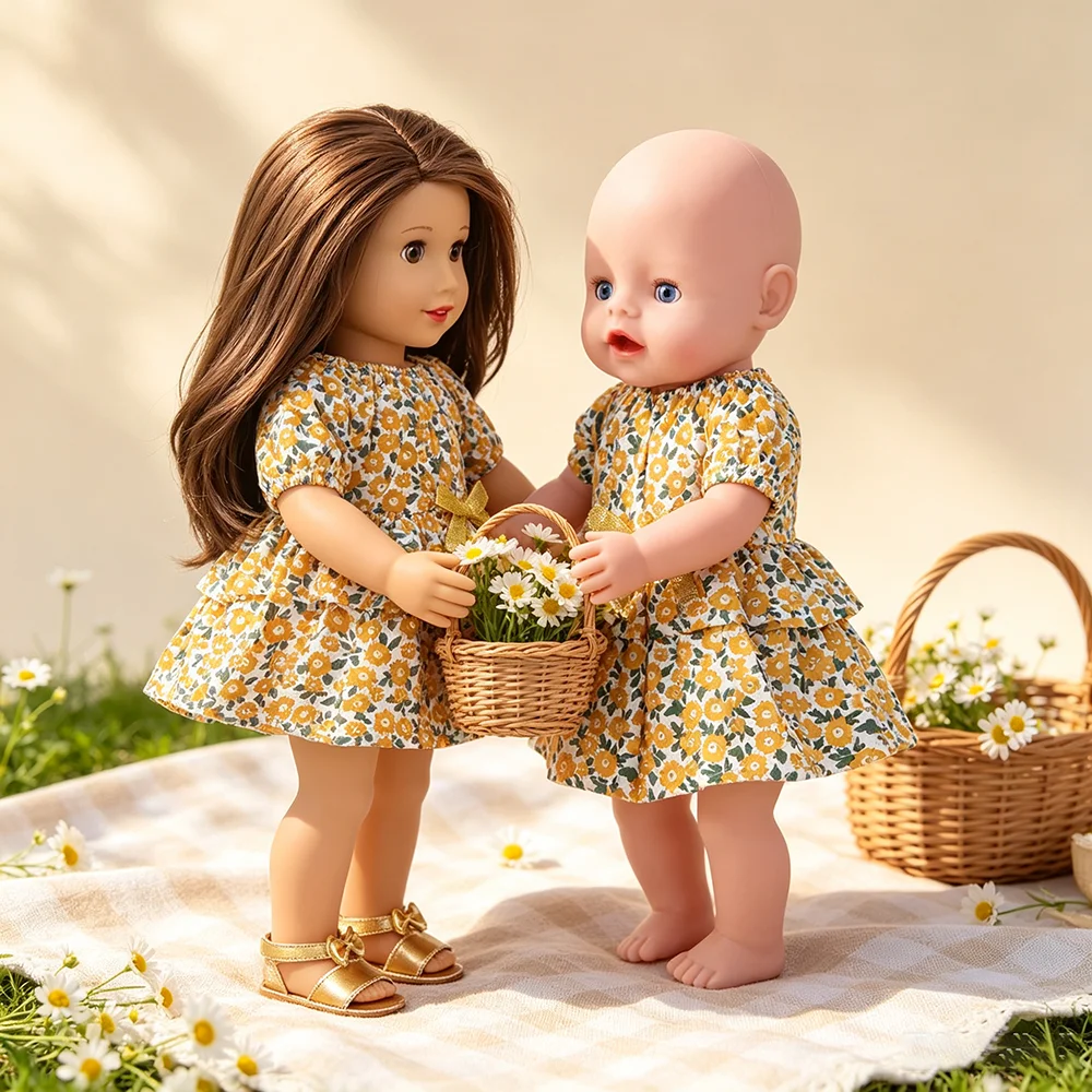 Baby Clothing Yellow - Piękna Żółta Sukienka z Kwiatami dla