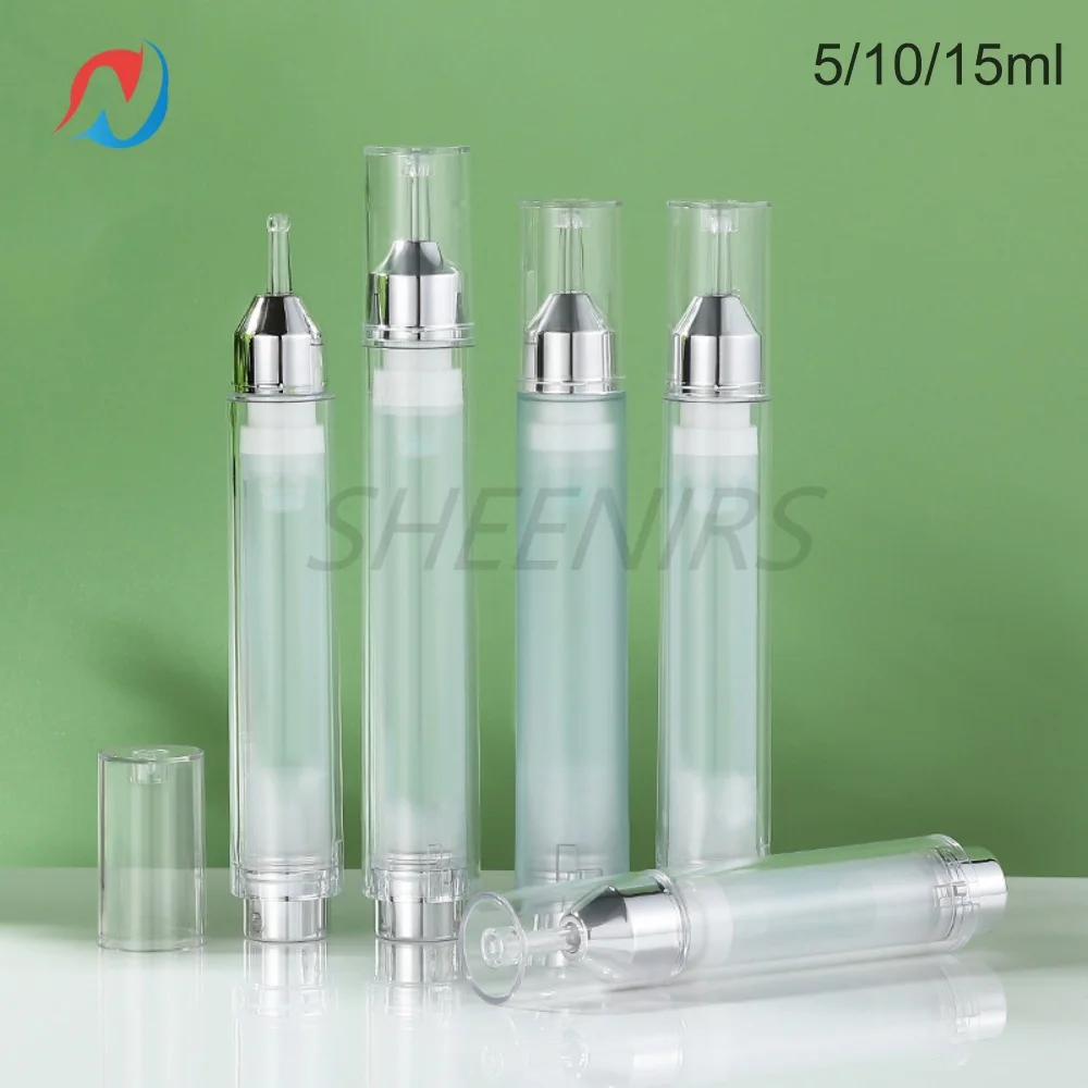

10Pcs 5ml 10ml 15ml Empty Airless Syringe Bottle Leakproof Plastic Pump Dispenser for Eye Cream, Serum DIY Cosmetics