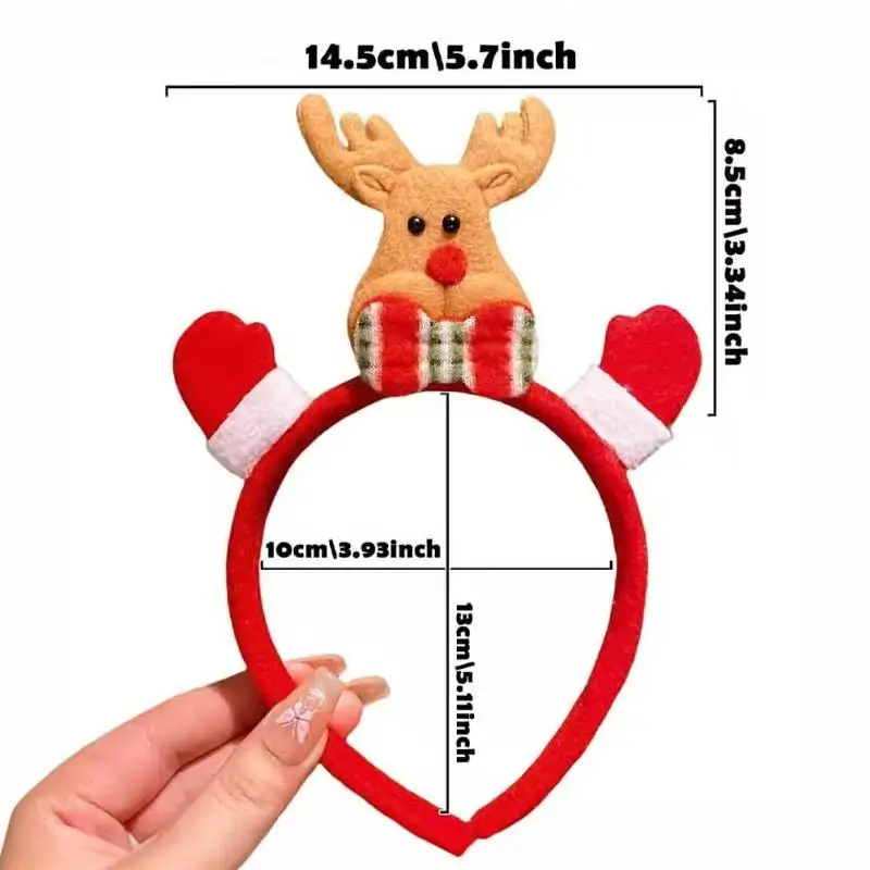 5 Stück Weihnachts-Haarbänder mit Rentier-, Schneemann- und Weihnachtsmann-Motiven, Neujahrs-Haaraccessoires, Geschenk für Mädchen – Detail 8