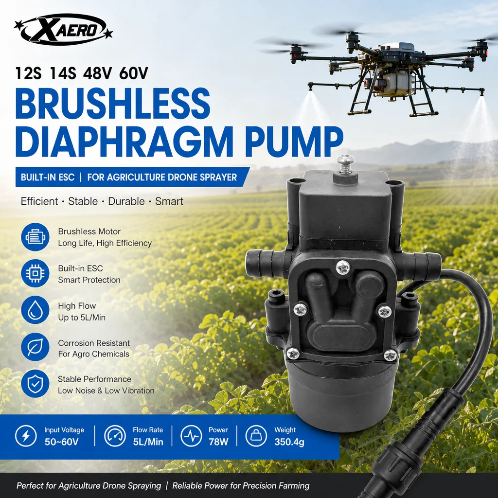 XAERO 12S 14S 48V 60V Brushless Diaphragm Pump Built-in ESC for Agriculture Drone Sprayer