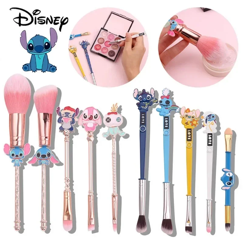 Juego de brochas de maquillaje para modelado de figuras de dibujos animados de Disney Stitch, herramientas esenciales para principiantes, regalos únicos para niñas y mujeres dulces