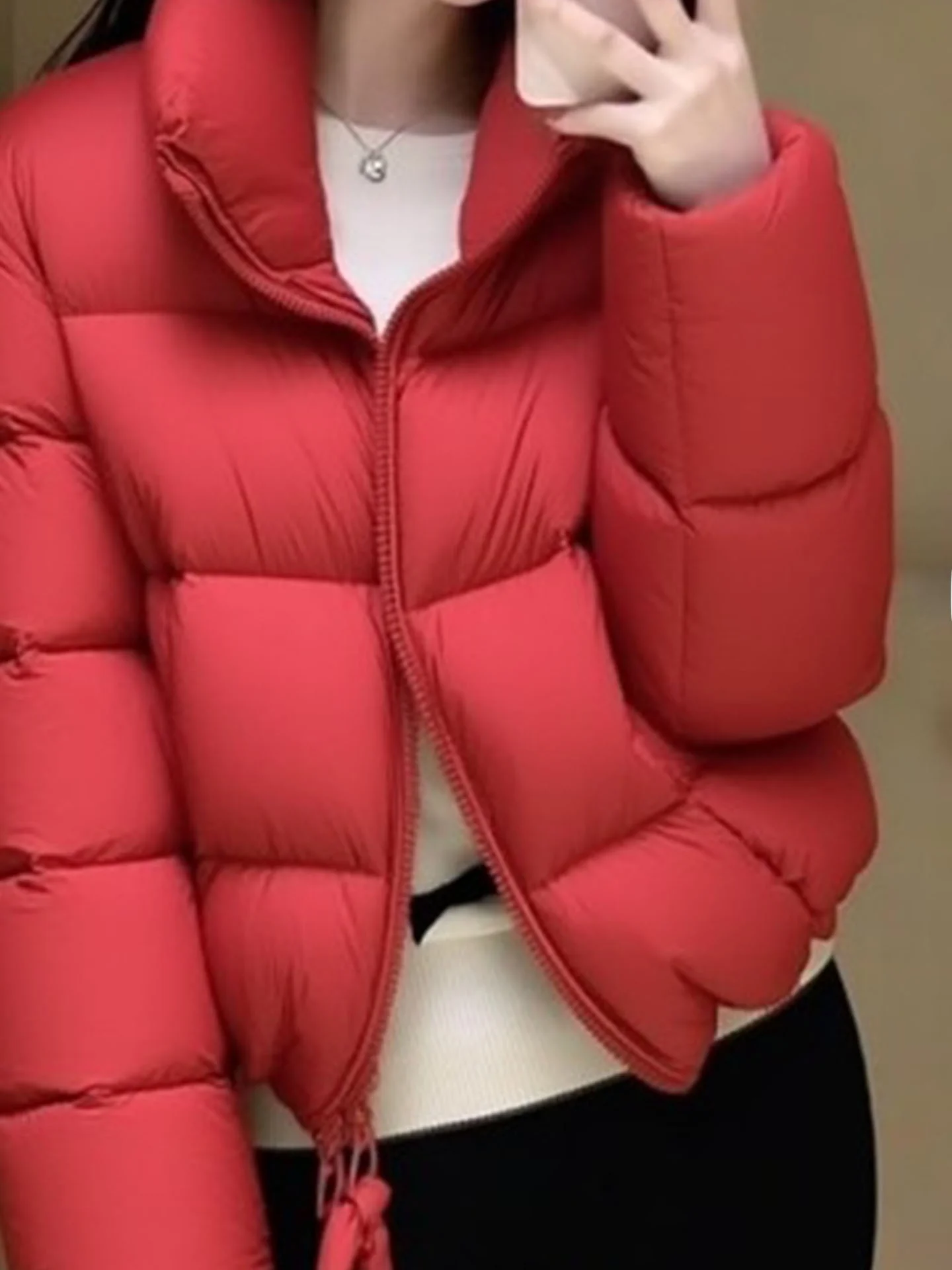 Red Puffer Jaet ort Thiened Colletto alla coreana Cappotto invernale caldo e accogliente in piumino per le donne Pendolarismo Sle Vestibilità regolare Bianco Du...