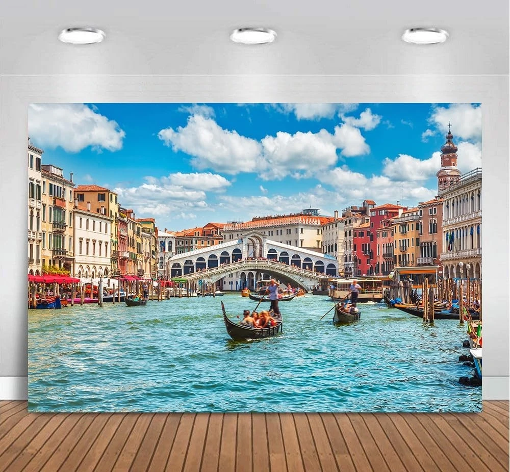 إيطاليا مدينة البندقية سيتي سكيب قارب جسر نهر السفر الخلفيات الكمبيوتر طباعة المناظر الطبيعية الخلابة التصوير استوديو الخلفيات