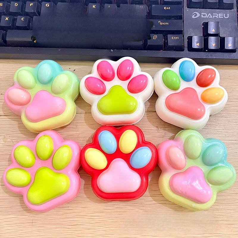 1Pcs Soft Sticky Stress Relief Relax Toys Squeeze Cat Paw Toys Decompressing Pinching Cat Paw PU Slow Rebound Toy